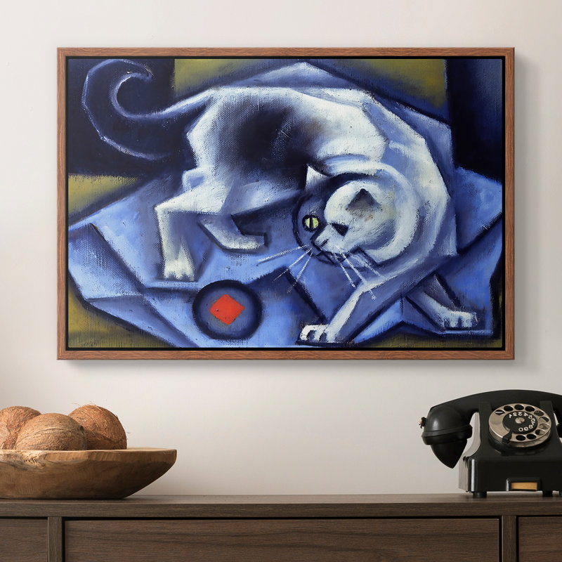 Le chat blanc (Der wei Kater), 1912 - Jean Meyinger, toile tendue avec châssis, 16 x 24, Walnut