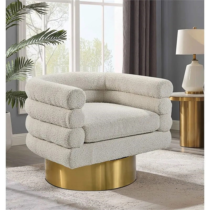 Fauteuil d'appoint pivotant en tissu Modern, Crème