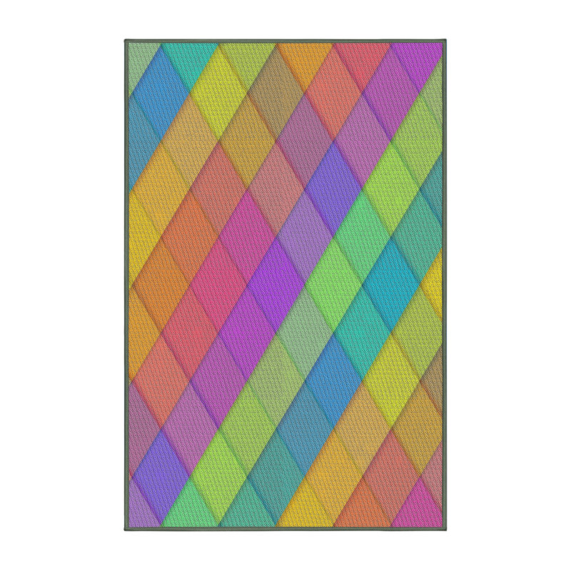 Tapis décoratif rose à motif géométrique Rivero, Rectangle 5 pi x 7 pi