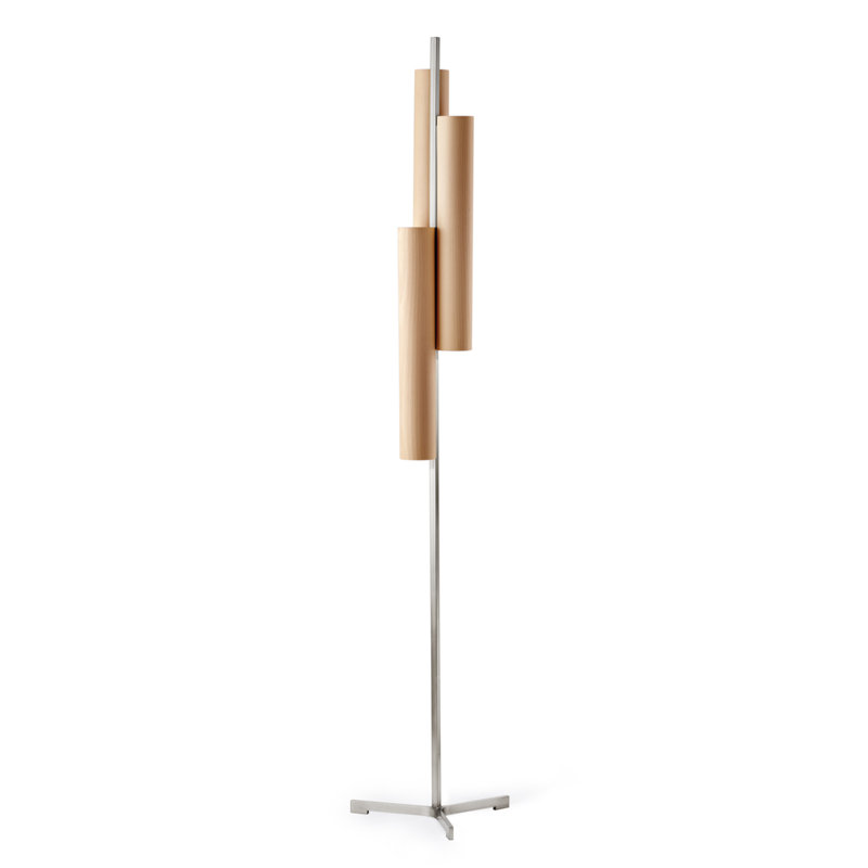 Black Note LED Floor Lamp, Natural Beech, Gold