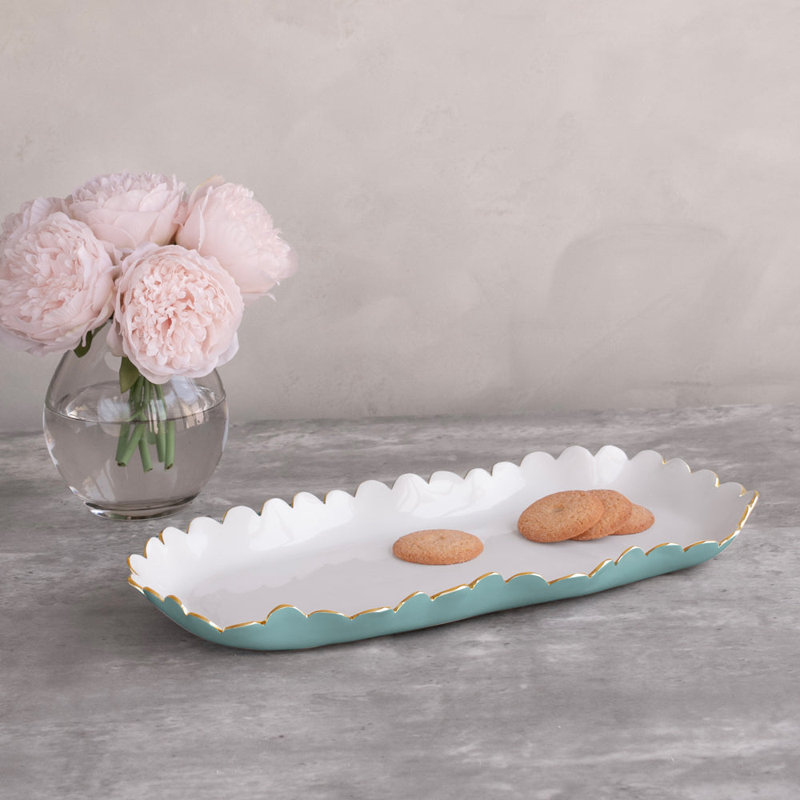 ENCANTO Colette Oblong Tray, Turquoise;White