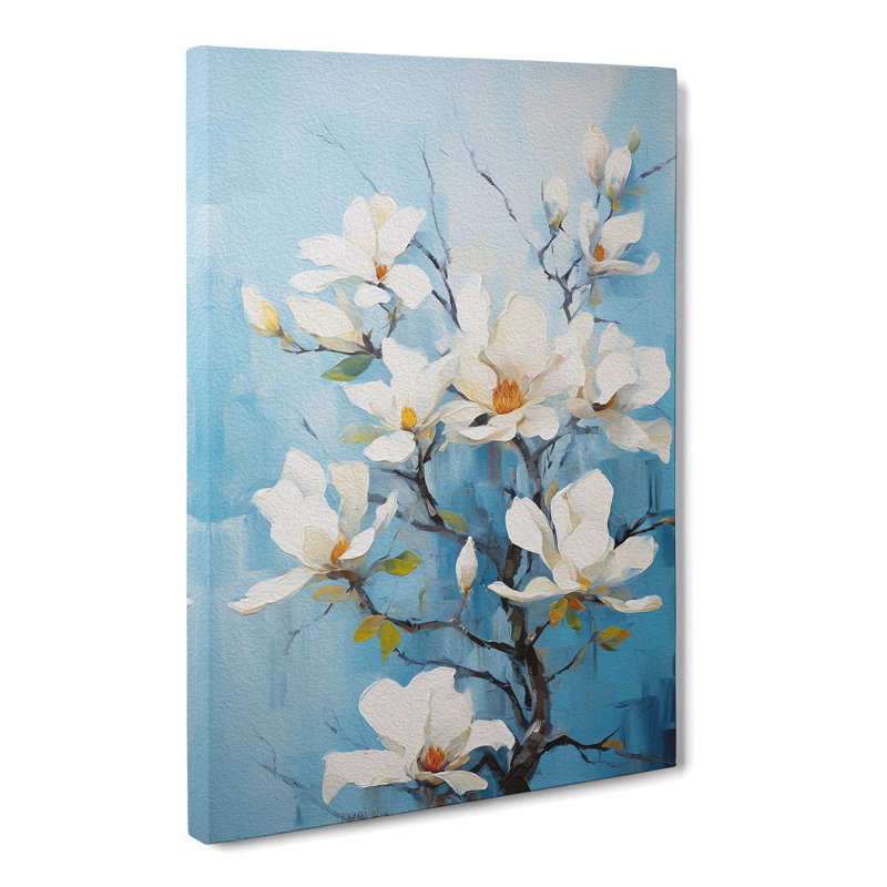 Magnolia Flower Action Painting - Wrapped Canvas, 76cm H x 50cm W x 3cm D