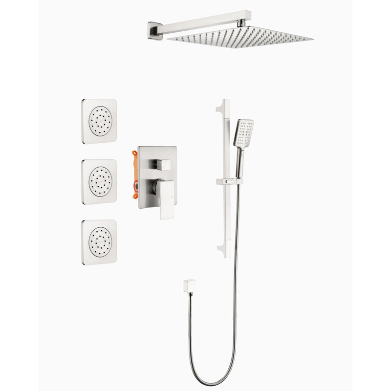 Système de douche complet avec valve brute, Nickel brossé