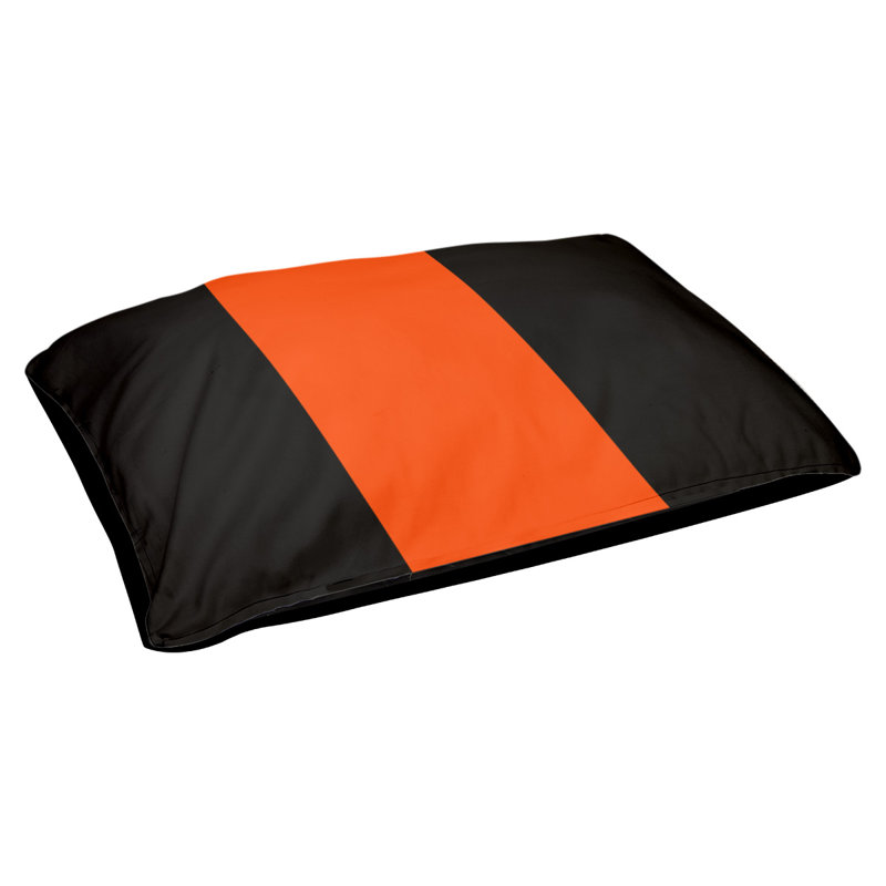 Coussin rectangulaire designer Minnesota, Petit (L 18 po x l 28 po), Noir / Orange