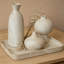 Ensemble de 3 vases en céramique blanche à aspect de pierre beige texturé pour étagère de bibliothèque, vases décoratifs minimalistes minimalistes pour fleurs et herbes