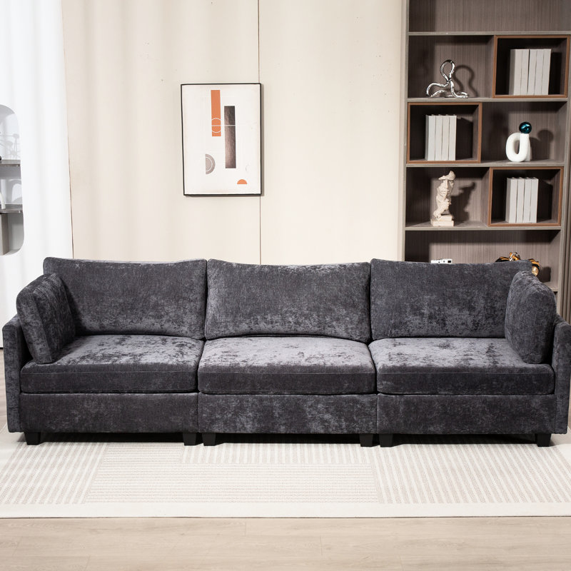3 canapé en tissu chenille - Améliore l'esthétique de la maison, Gris foncé