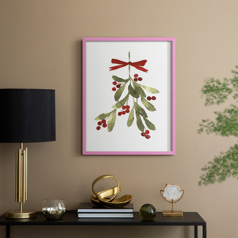 " Mistletoe Bow I ", 11" H x 9" W, Pink