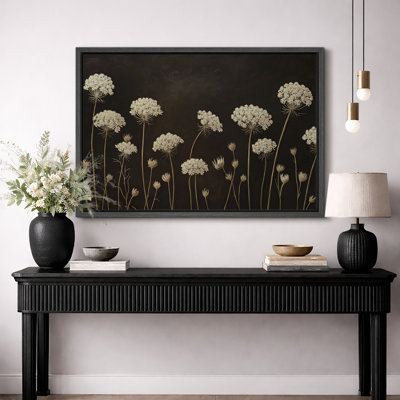 Minimal Botanical Silhouette Artwork, Living Room Pictures, Framed Canvas Giclee Print Wall Art