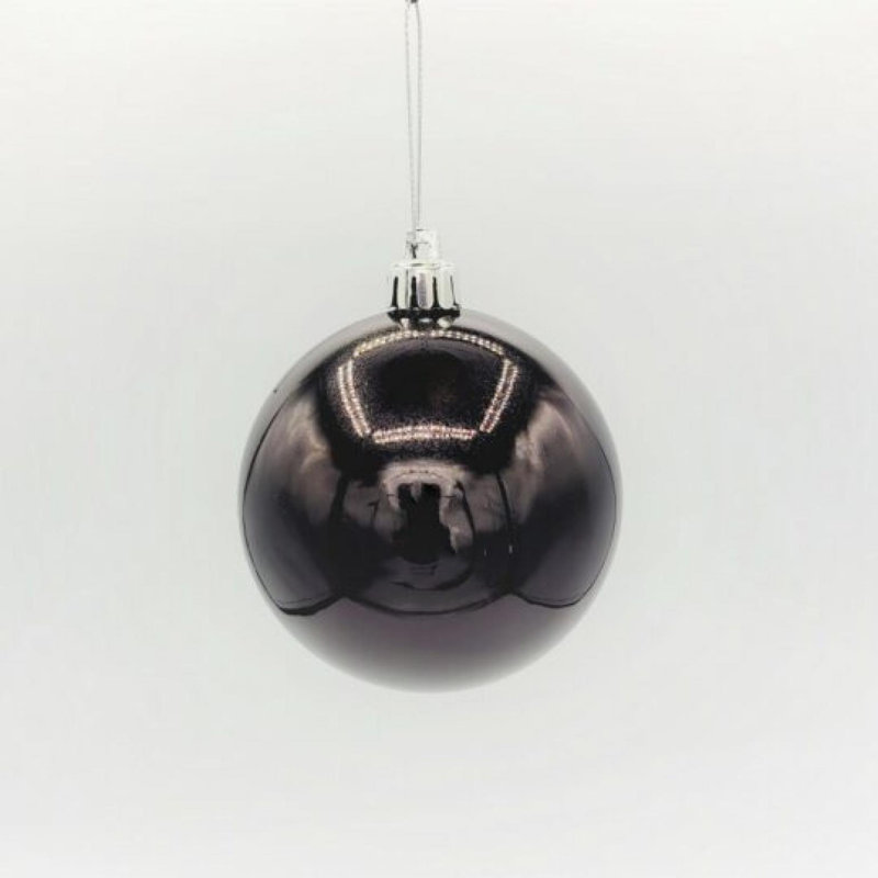 Set Of 6 Shiny Ball Ornaments, Black