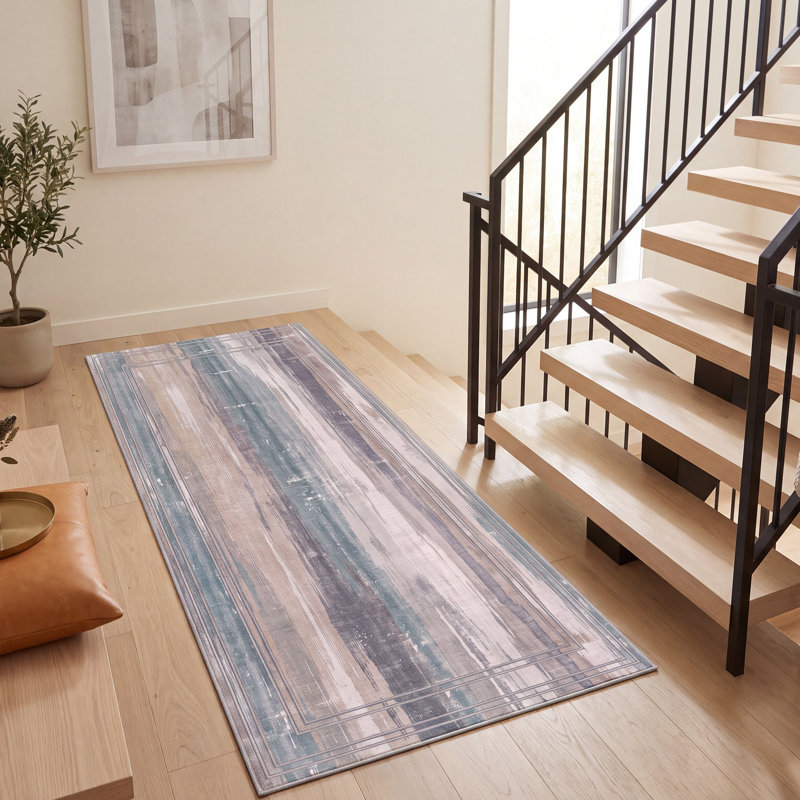 Tapis Heather moderne à poils courts, effet vieilli, aquarelle abstraite, turquoise, beige, gris, brun, blanc, lavable à la machine, antidérapant, pour l'intérieur et l'extérieur, adapté aux animaux domestiques, idéal pour le salon, la chambre, la salle à manger, l'entrée, le couloir, le bureau