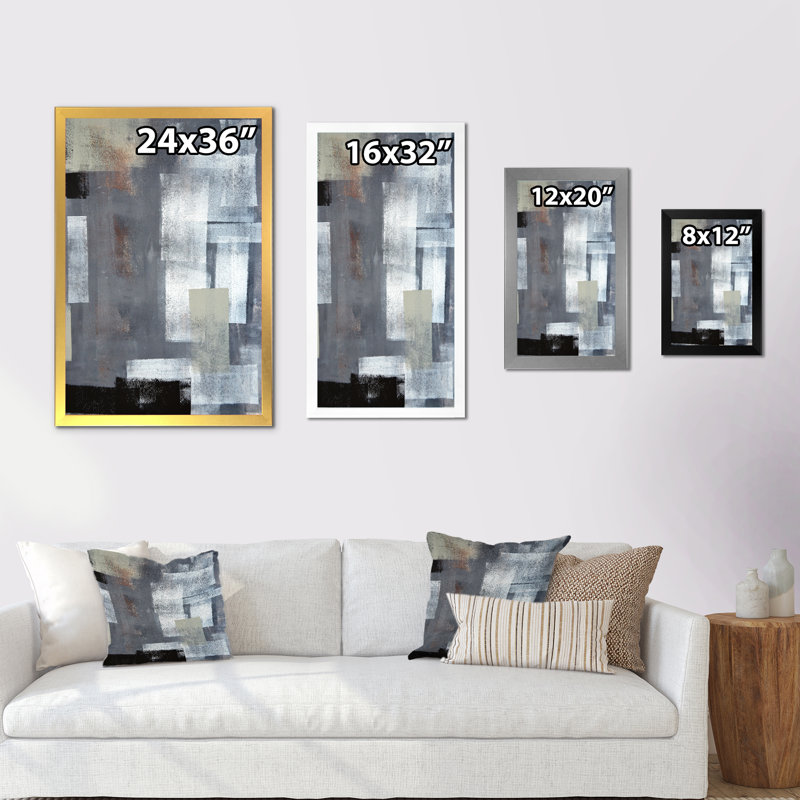 «Brown Meets Gray Abstract Art V», art mural moderne et contemporain sur toile, H 36 po x l 24 po x P 1 po, Encadrement doré