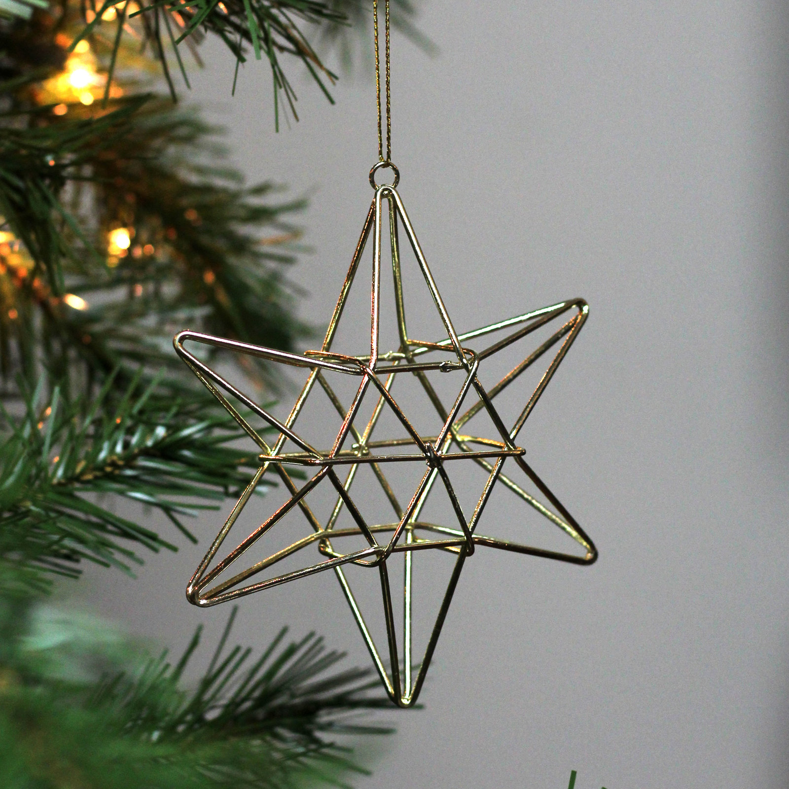 5" Shiny Gold Geometric 6-Point Star Christmas Ornament