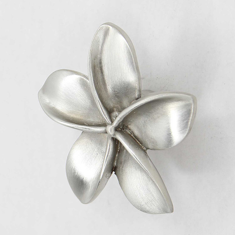 2" Plumeria Flower Medium Knob, Brushed Nickel, 2" L x 2" W, 1