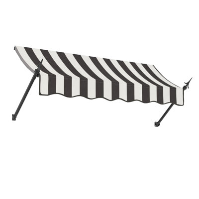 Awntech New Orleans Fixed Awning, 124.5"W x 24"H x 16"D, Black/White Stripe