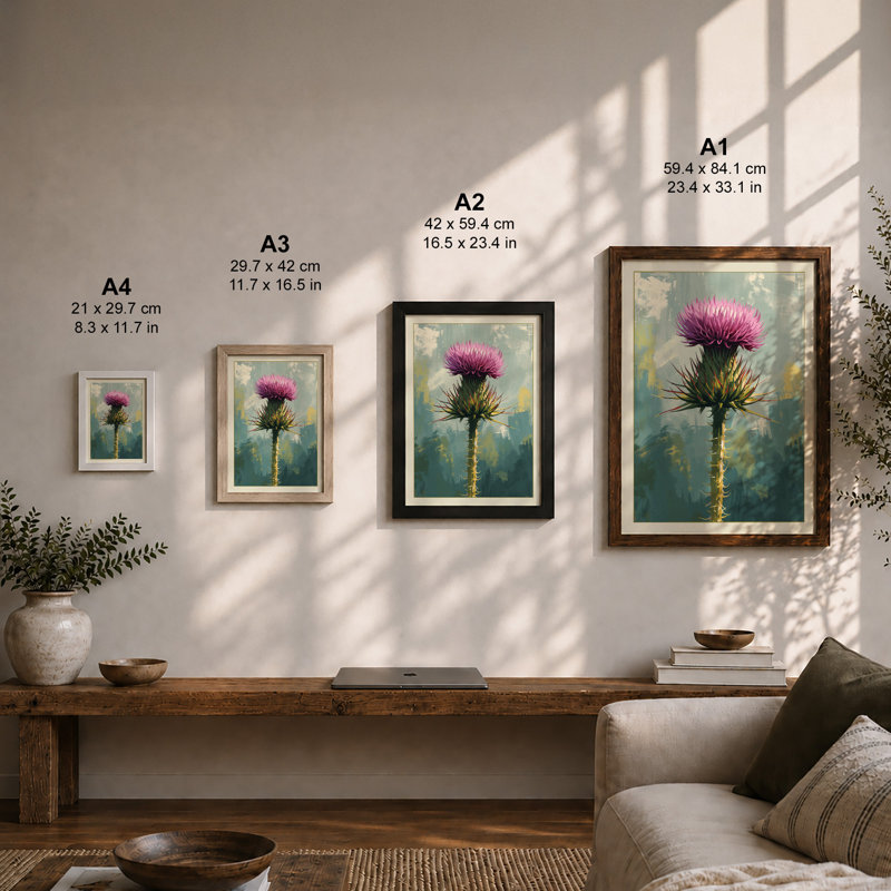 Solitary Thistle Botanical - Print, Walnut, A3 - 42.0 x 29.7 cm