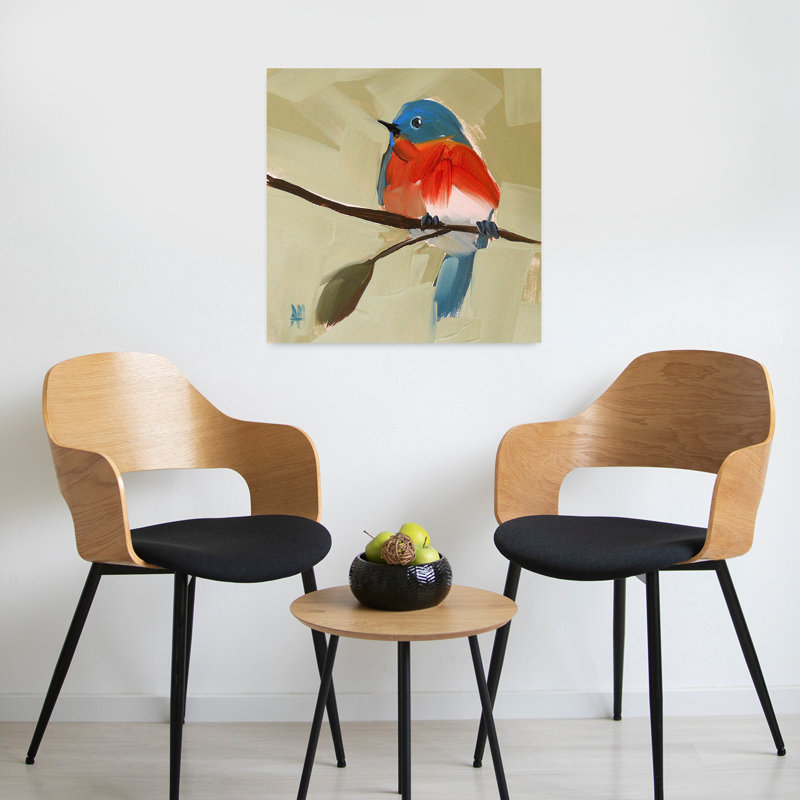 Oiseau bleu, art contemporain, H 24 po x l 24 po