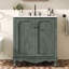 Meuble-lavabo de salle de bain rétro 30 po avec lavabo rectangulaire en céramique, meuble-lavabo avec poignées antiques, meuble de rangement avec pieds en bois d'hévéa et tablettes réglables