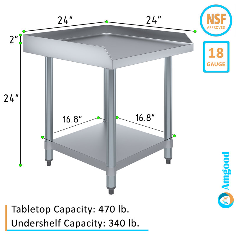 24" Stainless Steel Equipment Stand with Galvanized Undershelf