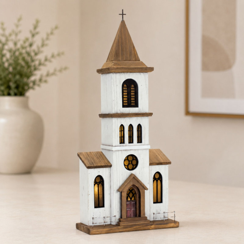 25" Brown Church Figurine
