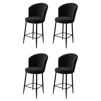 Ensemble de tabourets de bar industriels (4 pièces), structure en métal noir, 18,1 x 40,2 x 15,7 pouces | Tissu confortable Babyface, siège en mousse 22 pouces et dossier en mousse 18 pouces, parfait pour les cuisines et les bars modernes, design durable et élégant