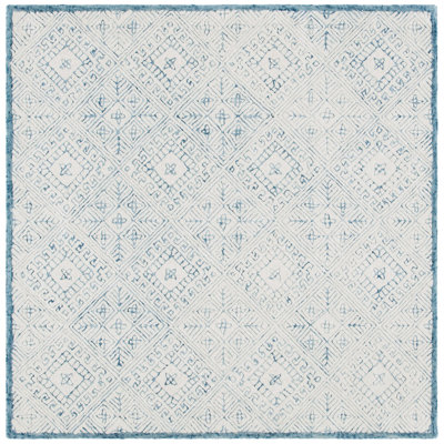 Tapis bleu / ivoire en laine touffeté à la main Crowell