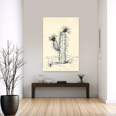 Art mural contemporain abstrait fleur de cactus 2