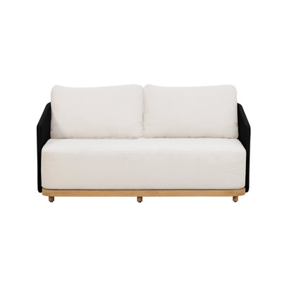 Alpine Teak Wood Outdoor Loveseat with Black Rope Design