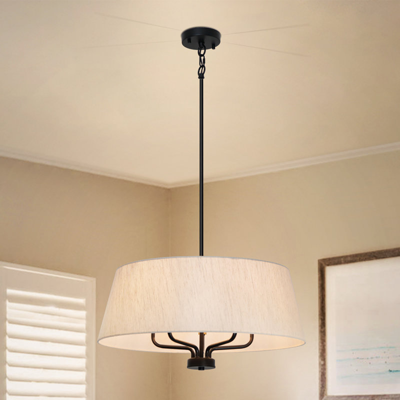 5-Light Dimmable Drum Chandelier Fabric Chandelier Kitchen Chandelier Drum Chandeliers for Dining Room