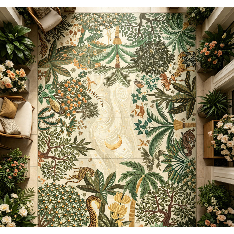 Tapis de salon antidérapant pour tapis de salon, Green, Rectangle 3' x 5'