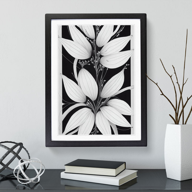 Heavenly Flowers - Single Picture Frame Print, Black, 64cm H x 46cm W x 2cm D