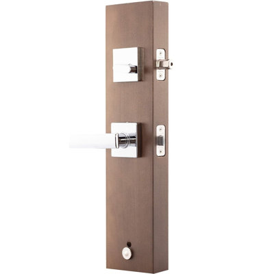 Handle With Lever And Deadbolt Universal/Reversible Entry Set