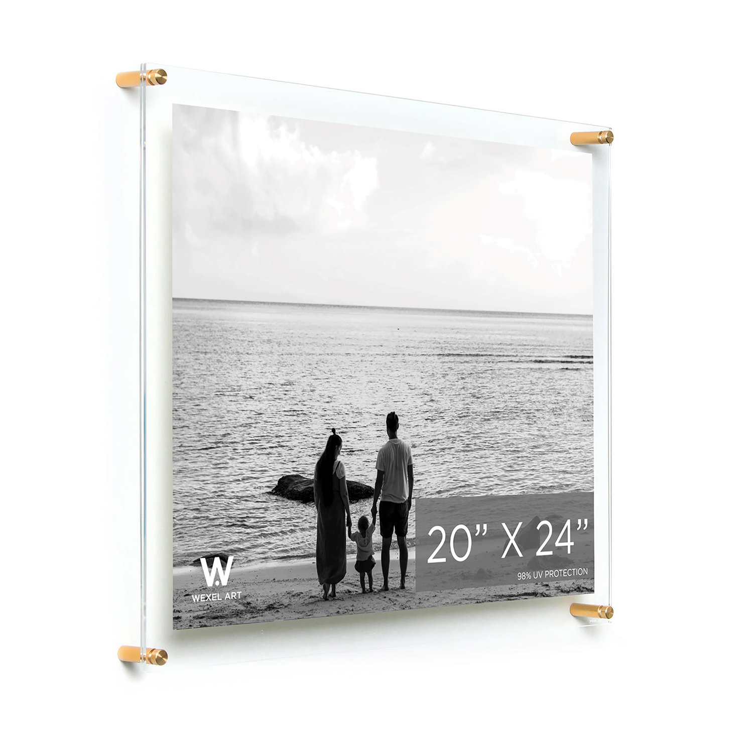 Acrylic Floating Picture Frame, Gold, 20" W x 24" H