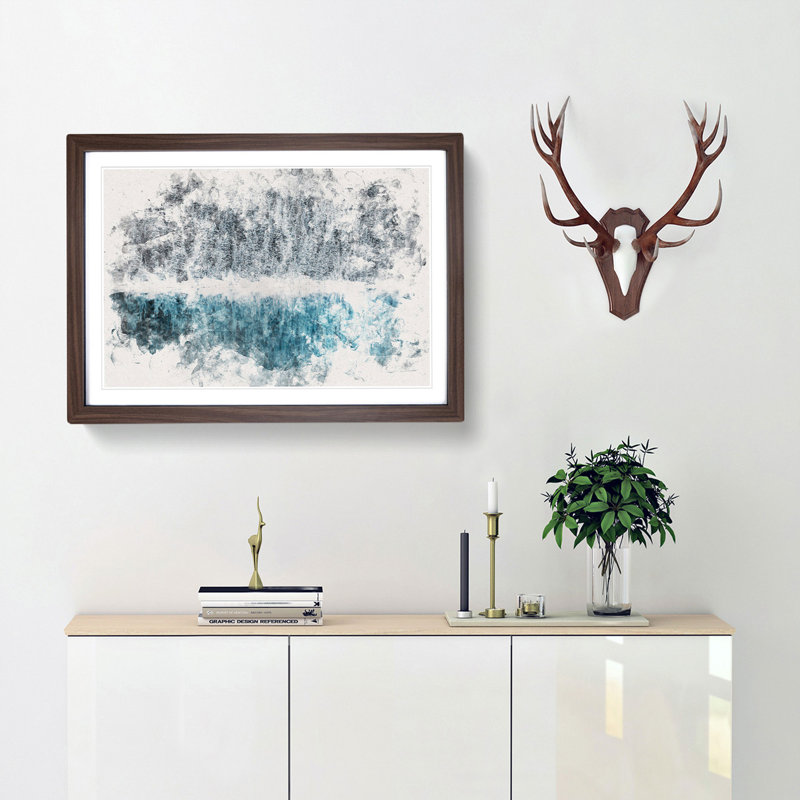Forest Reflecting in Lake Louise - Picture Frame Painting Print, Walnut Framed, 45cm H x 63cm W x 2cm D
