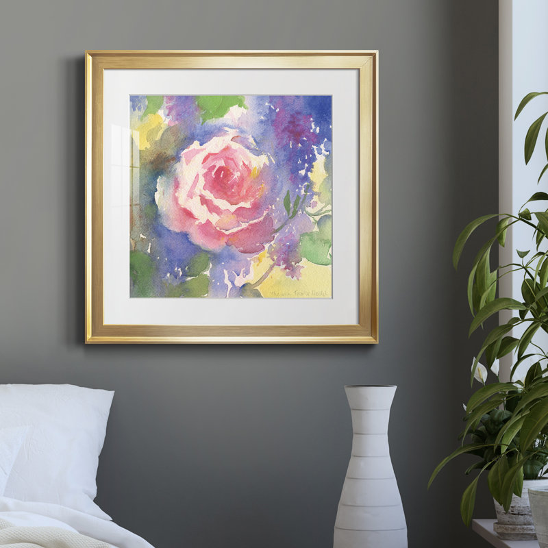 «Margot's Rose II» par J Paul, reproduction d'art sur papier encadrée, Papier encadré doré, H 17,5 po x l 17,5 po x P 1,5 po