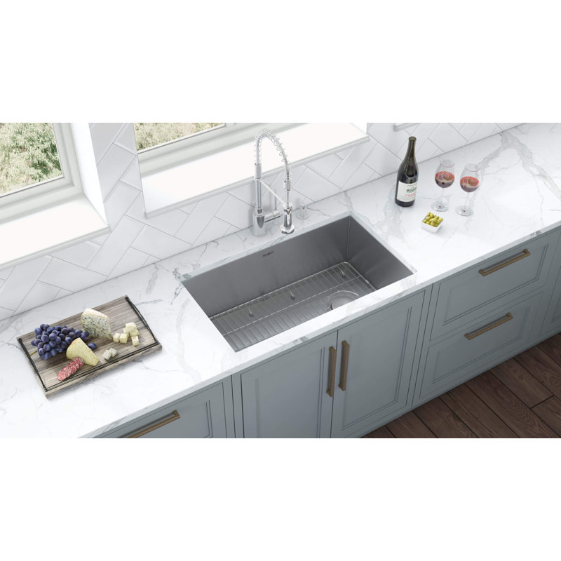 Tirana 28" L x 22" W Drop-In Kitchen Sink with Basket Strainer