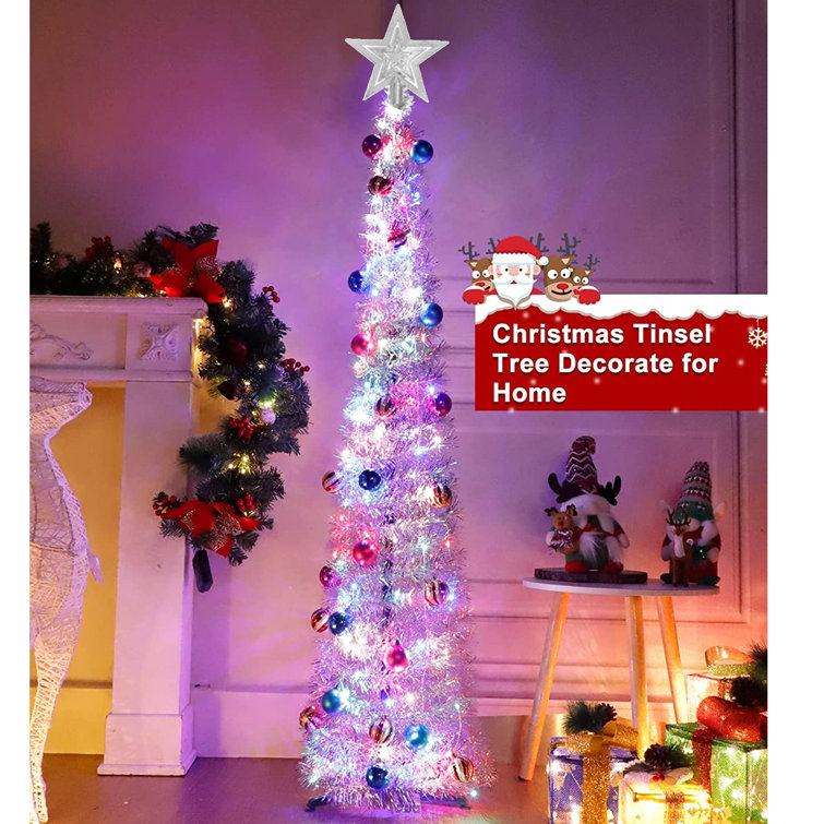 Pop up Christmas Tree with Lights and Decorations & Remote, 6FT Prelit Pull  up A