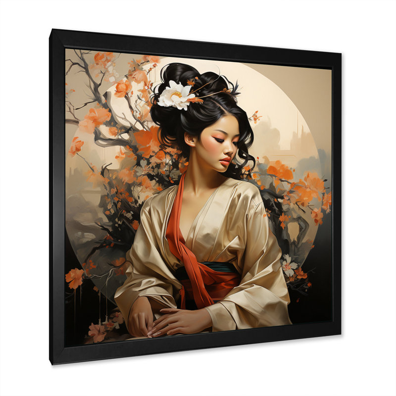 Art asiatique Geishas Grace IX, H 24 po x l 24 po x P 1 po, Cadre simple noir