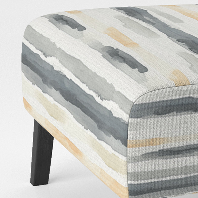 Fauteuil de chambre à rayures gris et jaune, Pantoufle sans accoudoirs