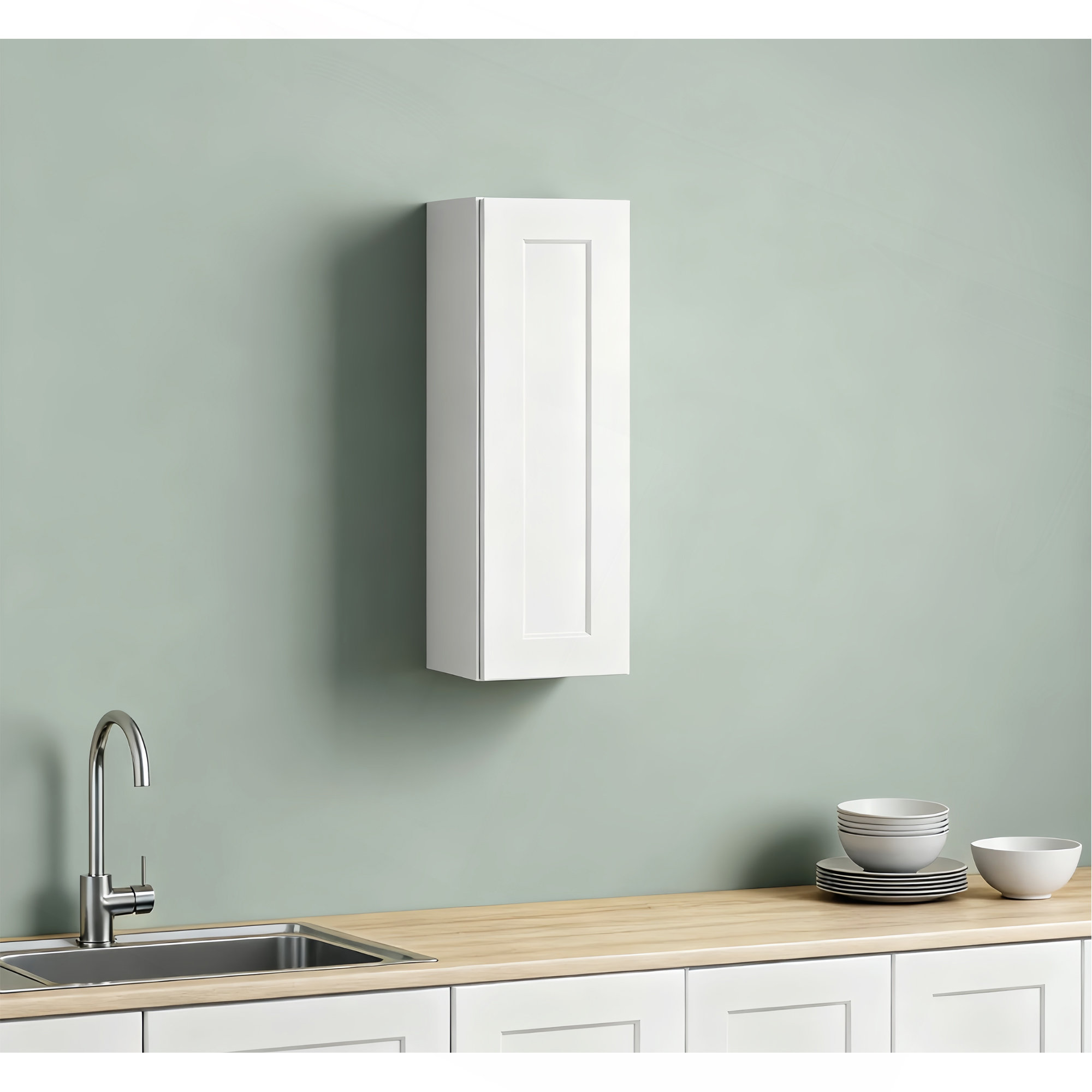 Latitude Run® Solid Wood Single Door Wall Cabinet 1 Door And 2 Shelves ...