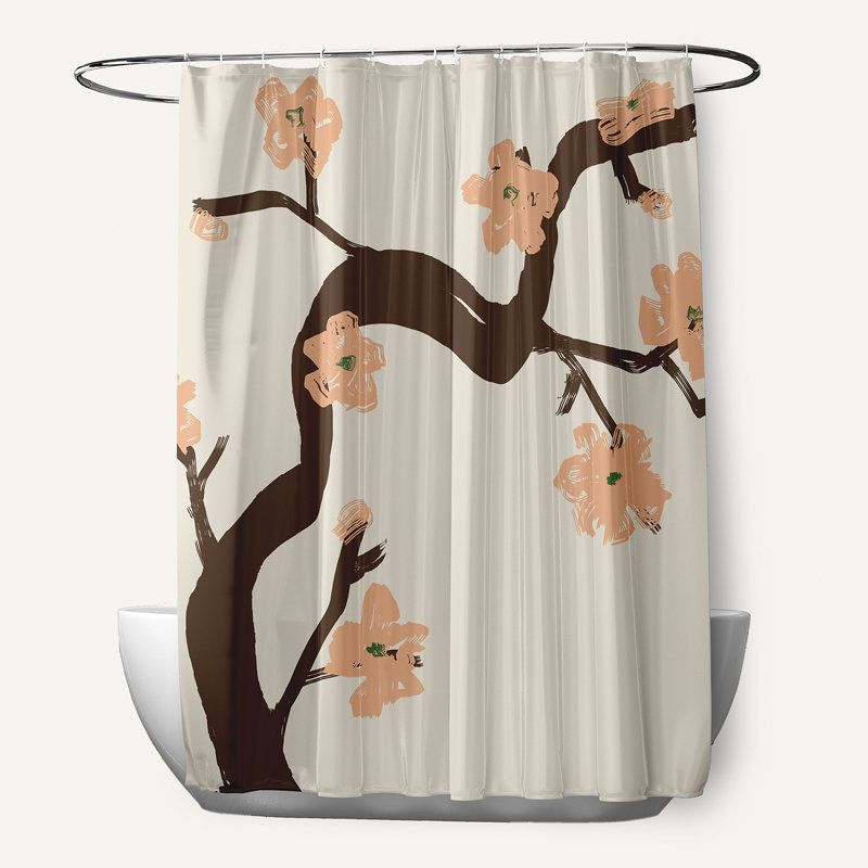 Hamill Floral Shower Curtain, Peach