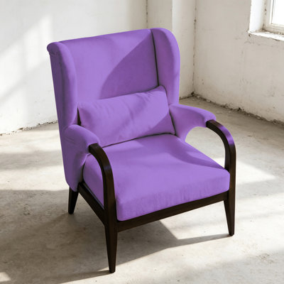 Fauteuil d'appoint à oreilles en chenille avec accoudoirs courbés