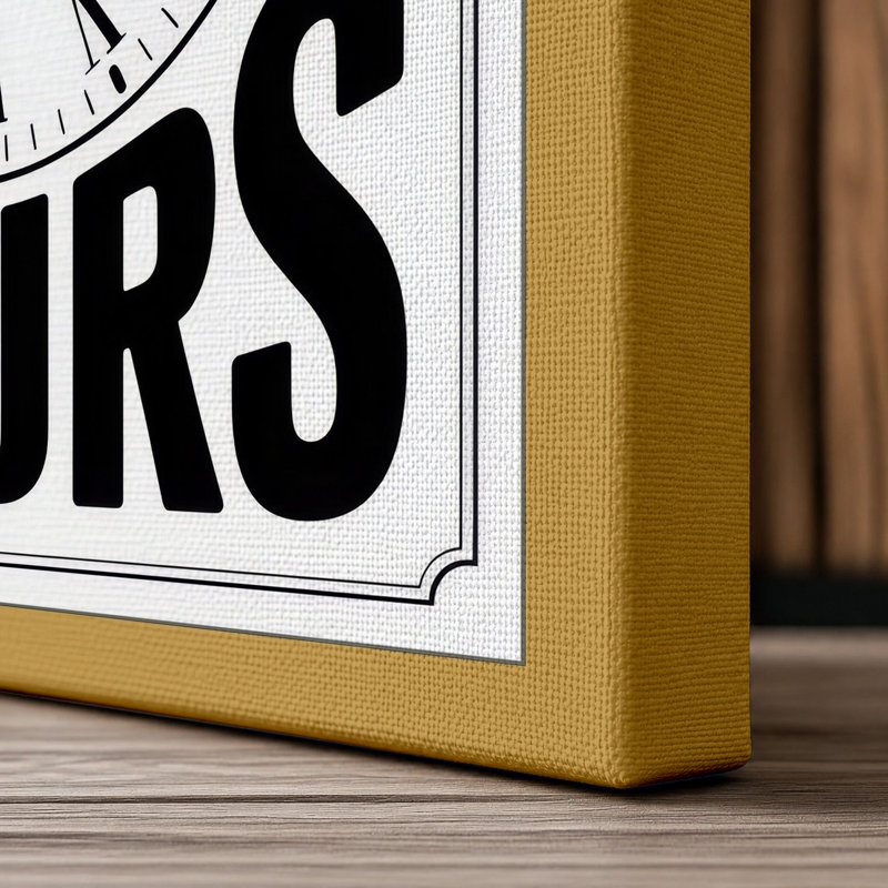 After Hours Clock Typography - Wrapped Canvas, 36x24 - 91.4 x 61.0 cm, Ochre Border