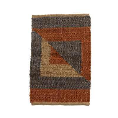 Rectangle Geometric Hand Woven Flatweave Hemp Area Rug in Brown/Yellow