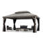 Pavillon de jardin extérieur en aluminium 12 pi x 16 pi à toit rigide mauve avec toit en acier galvanisé double pour terrasse et filet toutes saisons inclus, gris clair-87467644