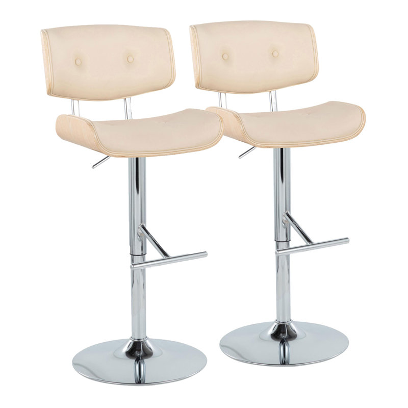 Tabouret pivotant à hauteur réglable Lakyia, Crème