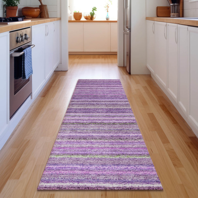 Premium Machine Washable Cerrito AMF598 Purple Runner Rug, Runner 2'3" x 7'6"