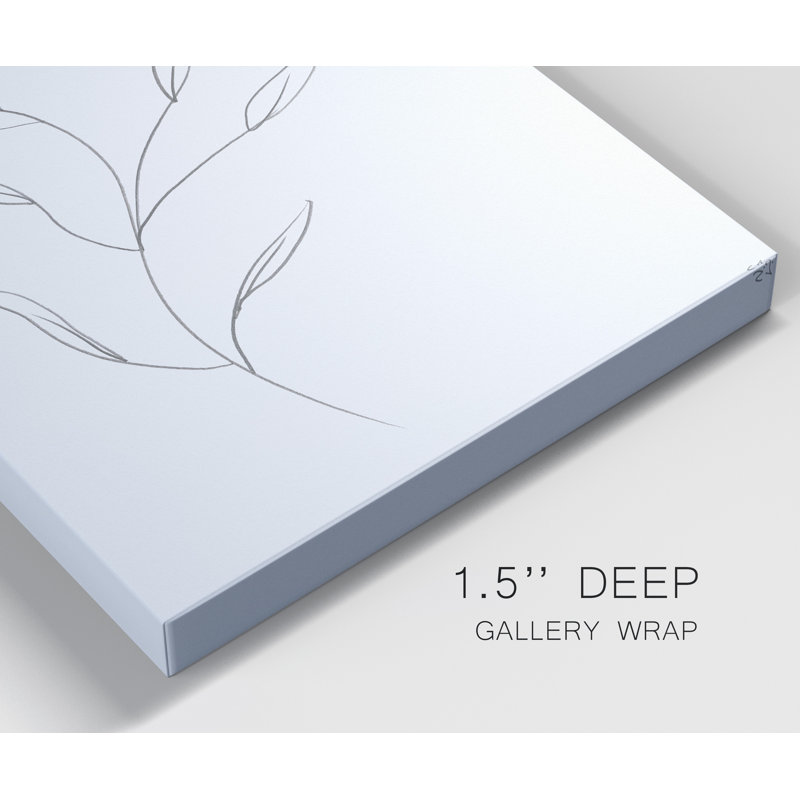 «Botanical Gesture I», reproduction de dessin, H 40 po x l 30 po x P 1 po, Toile tendue, Pas de tapis