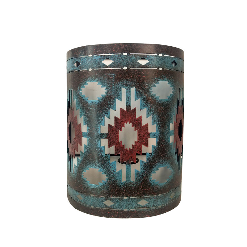 Bronze Tube-Shaped Aztec Precision Cut Sconce Light