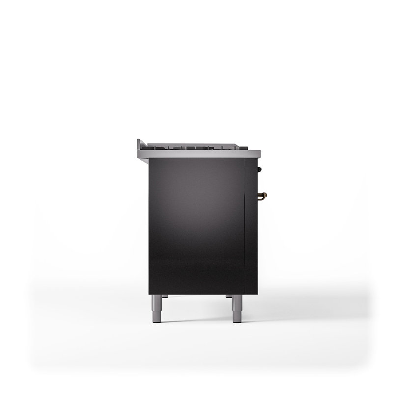 ILVE Nostalgie II 48 Dual Fuel Range, Glossy Black/Bronze, Natural Gas