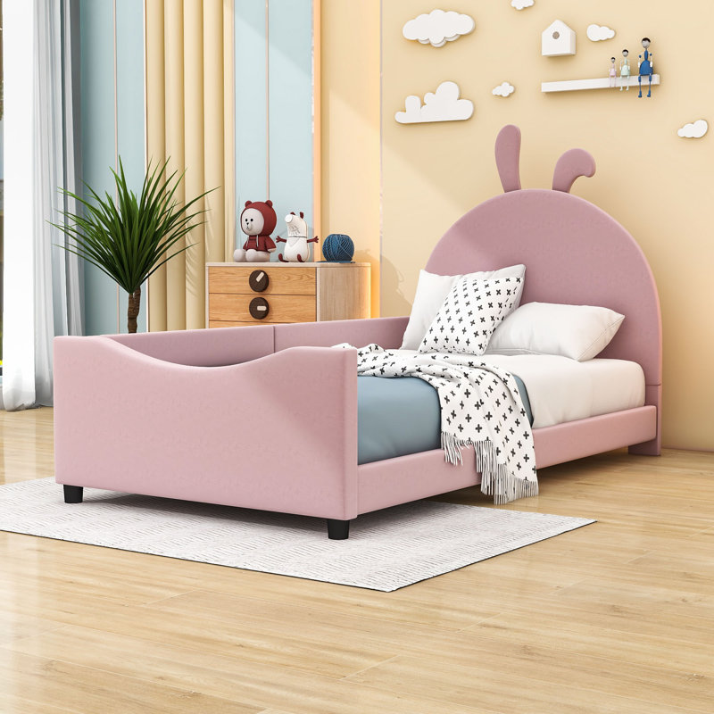 Lit plateforme tapissier Allinah, Rose